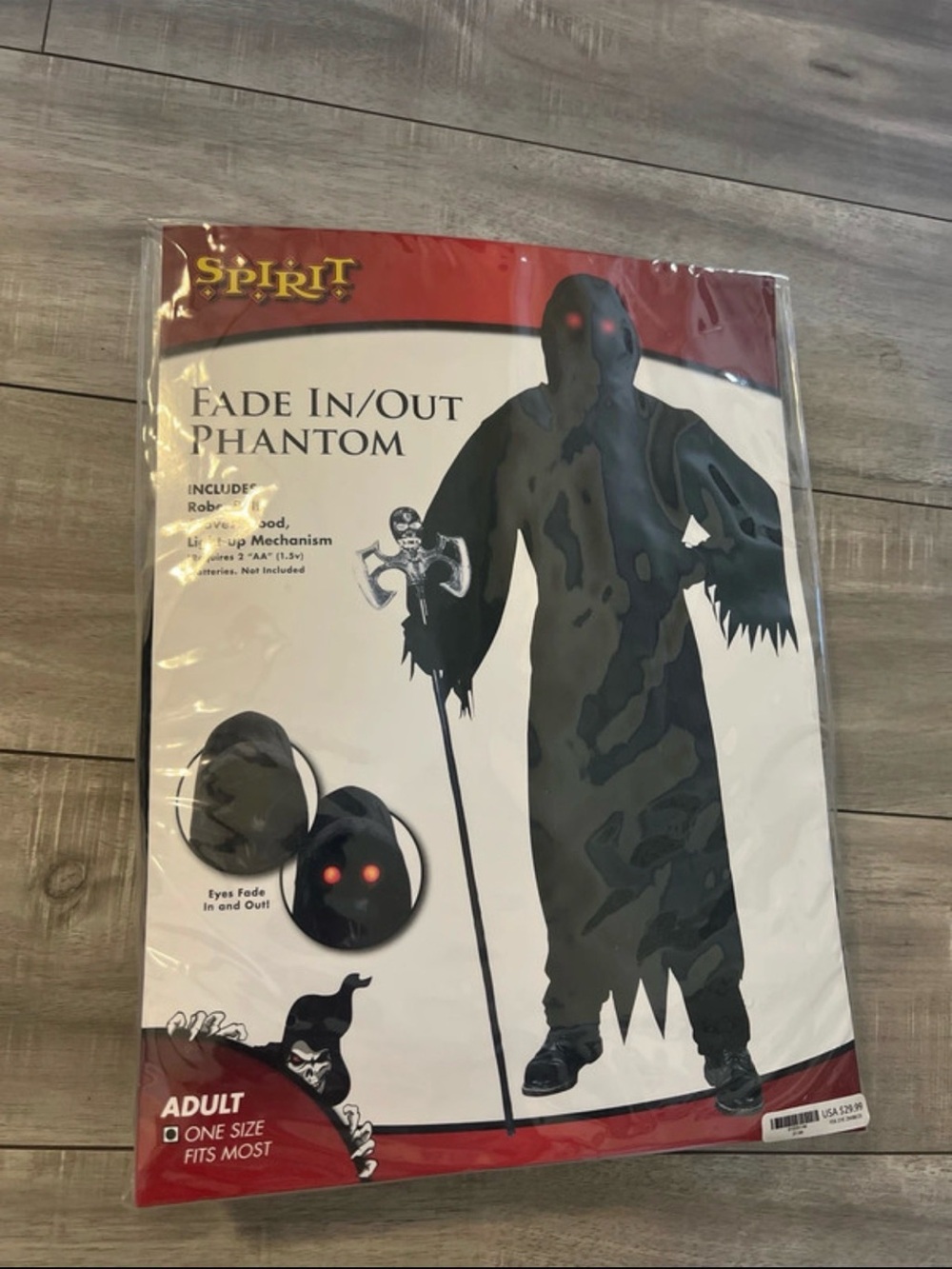 Spirit Fade In/Out Phantom Kids Costume - Black with Red Eyes
